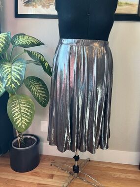Torrid Metallic Silver Midi Skirt